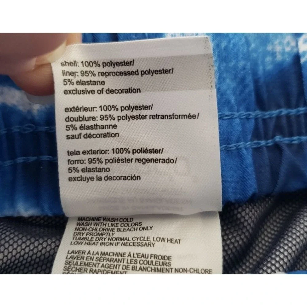 Speedo Mens Blue White Tie Dye Swim Trunks Comfort Stretch UPF 50+ Sz M NWT